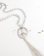 Silver Peace and Tassel Necklace