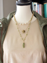 Dainty 3 Tier Green Pendant Necklace