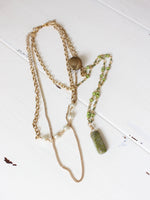 Dainty 3 Tier Green Pendant Necklace