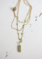 Dainty 3 Tier Green Pendant Necklace