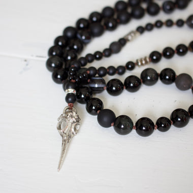 Black Raven Skull Necklace