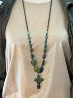 Long Turquoise Cross Necklace