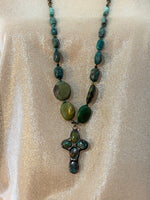 Long Turquoise Cross Necklace