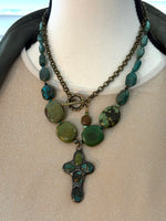 Long Turquoise Cross Necklace