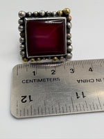 SOLD. One-of-a-Kind Artisan Sterling Silver Pink Onyx Ring (Size 10)