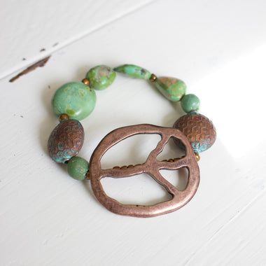 Turquoise and Peace Sign Bracelet SOLD