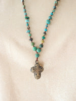 Turquoise Stone and Cross Necklace