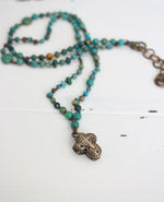 Turquoise Stone and Cross Necklace
