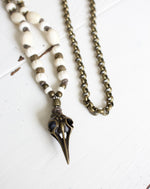 Bronze Raven Skull Necklace