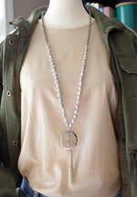 Silver Peace and Tassel Necklace