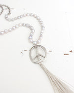 Silver Peace and Tassel Necklace