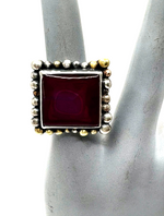 SOLD. One-of-a-Kind Artisan Sterling Silver Pink Onyx Ring (Size 10)